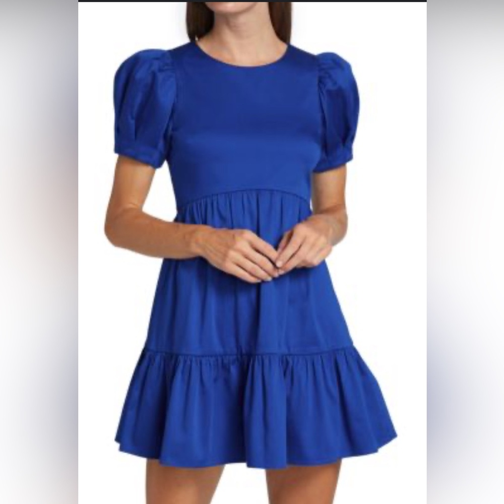 EUC Alice + Olivia Crewneck Puff Sleeve Tiered Dress